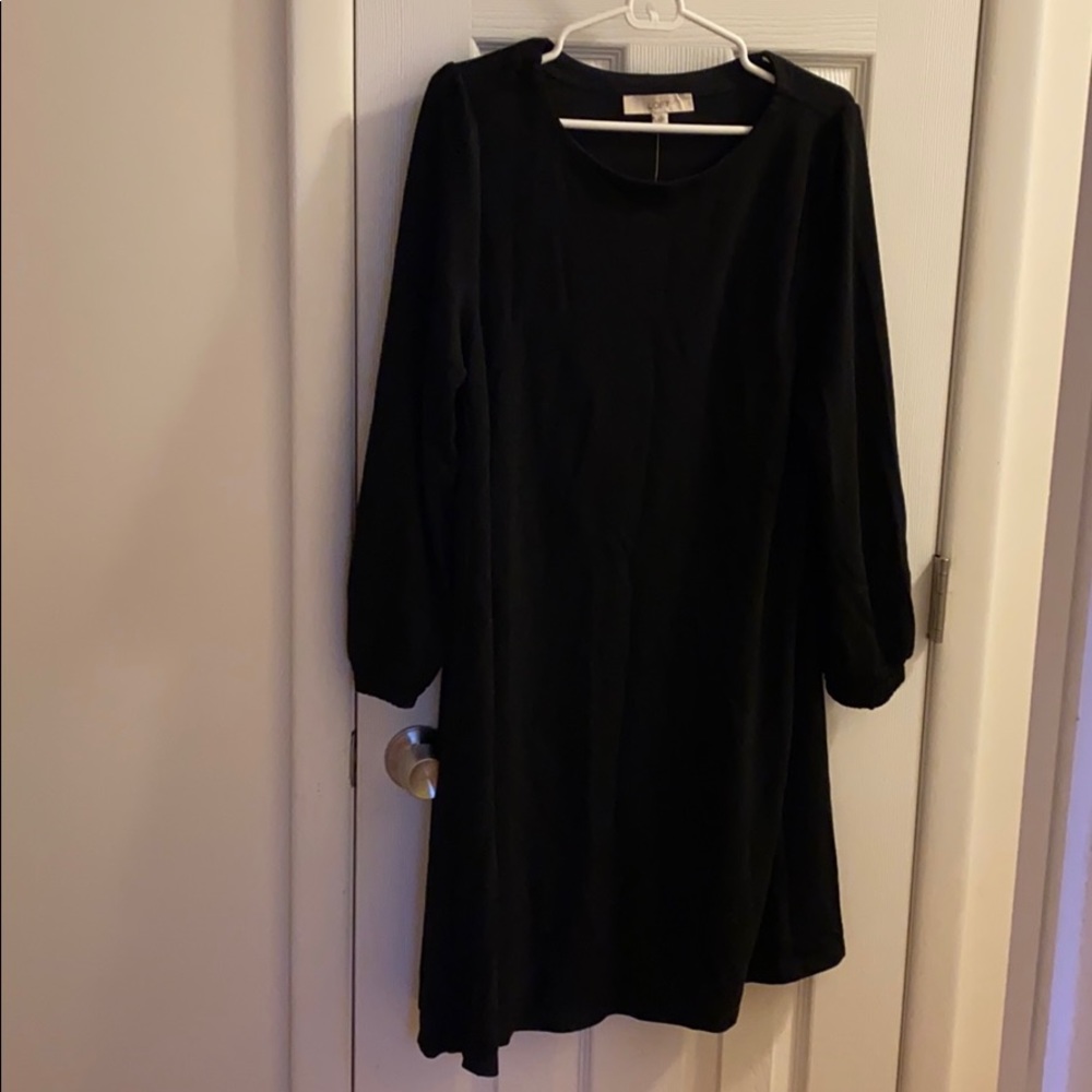 Loft black midi dress